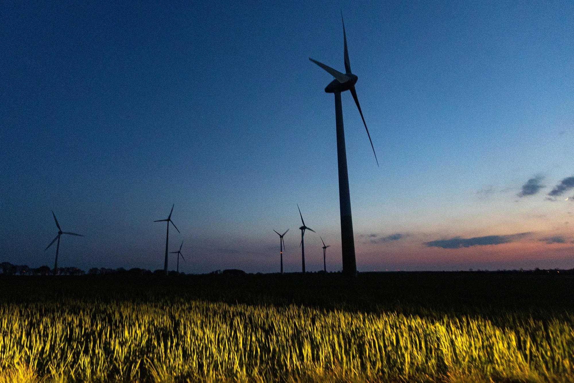 Wind turbines in Brandenburg, Germany.