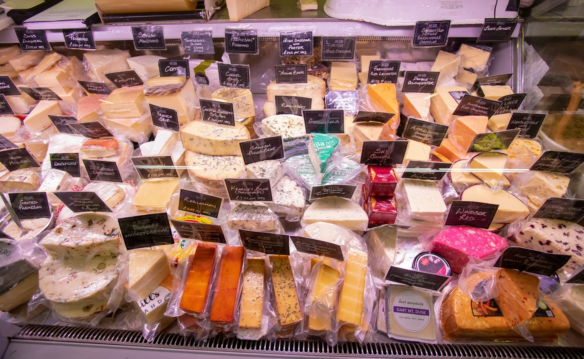 Cheese for sale at a delicatessen in Belfast, Northern Ireland, U.K.