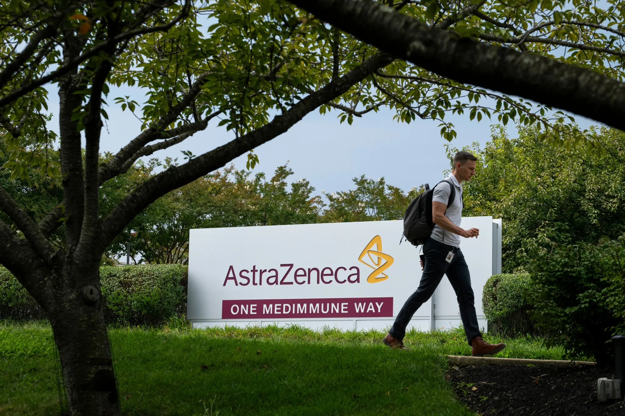 Signage at the AstraZeneca facility in Maryland, US.