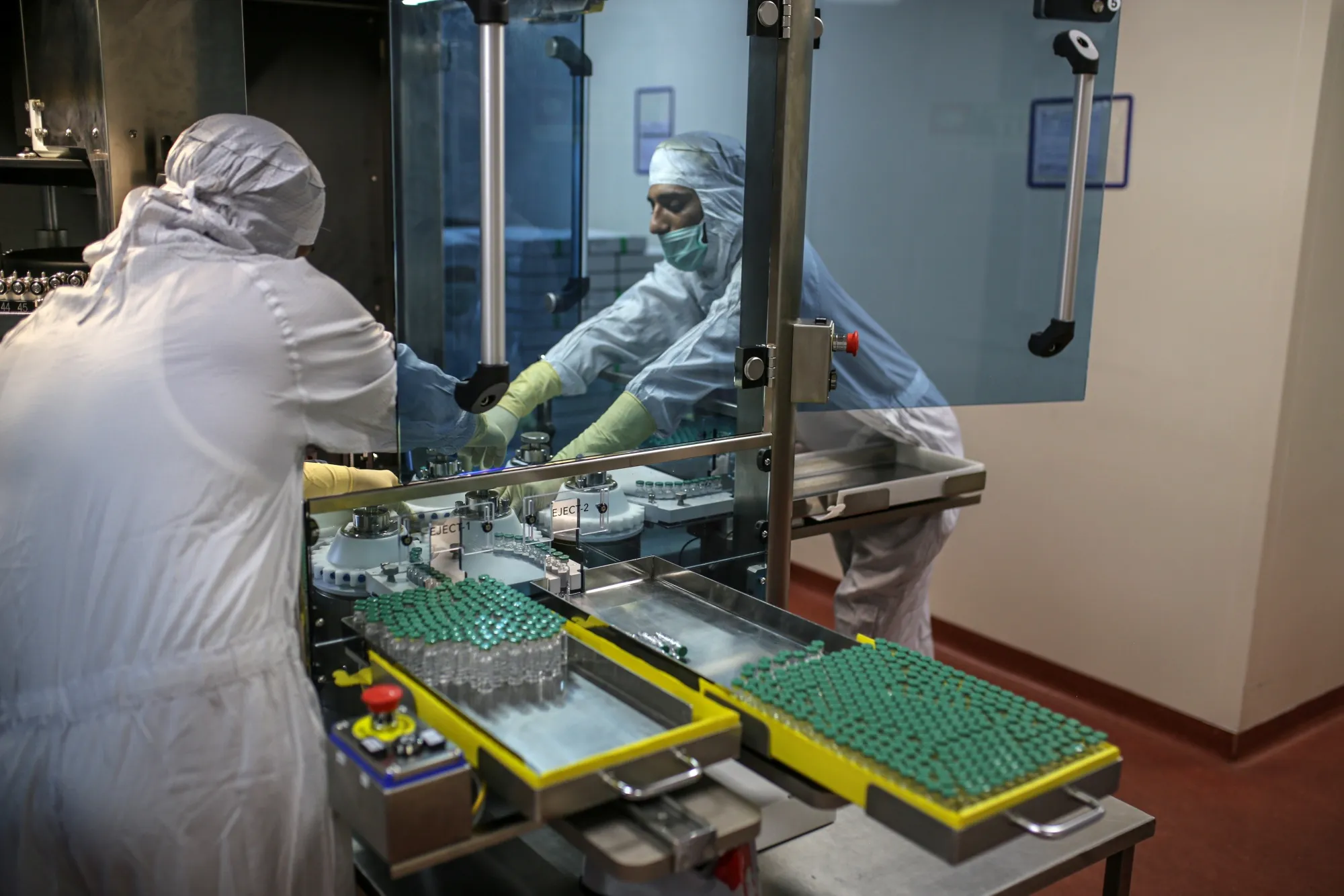 The production of line for vials of Covishield at the Serum Institute of India Ltd. Hadaspar plant in Pune, India, on Jan. 22.