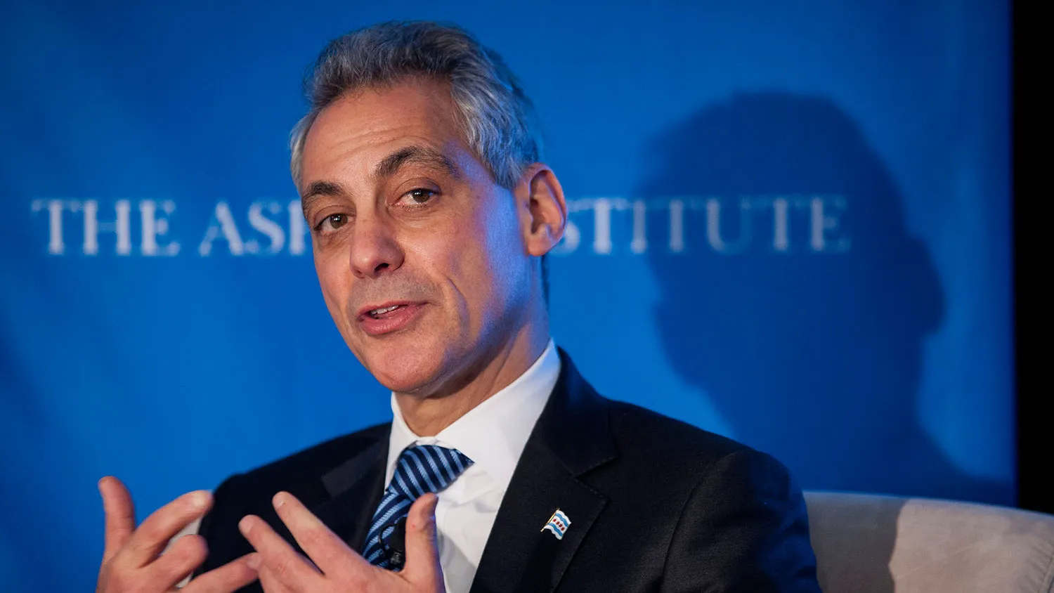 Rahm Emanuel, mayor of Chicago, speaks during an Aspen Institute event in Washington, D.C., U.S., on Thursday, Dec. 12, 2013.
