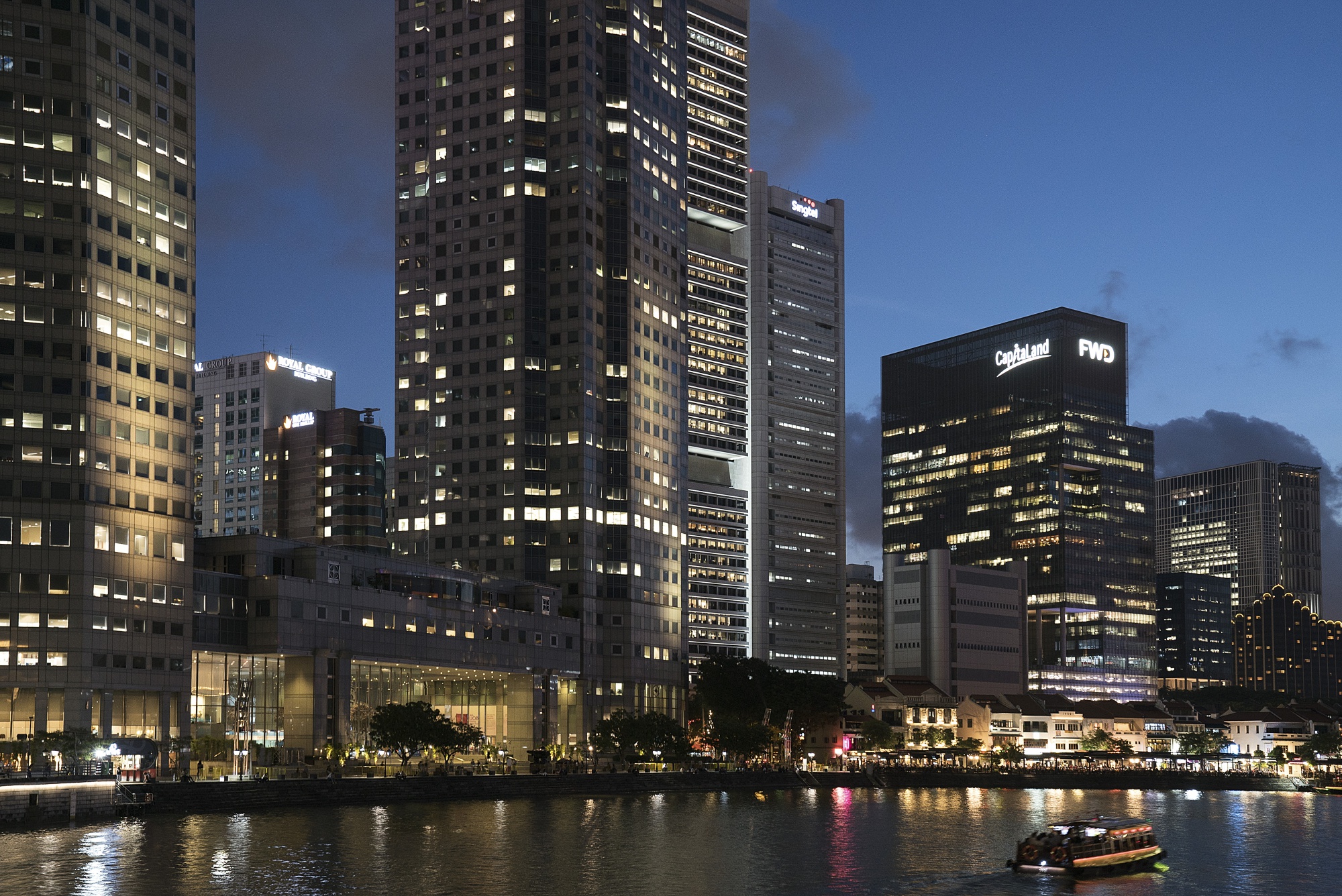Commercial buildings in the central business district (CBD) stand in Singapore.