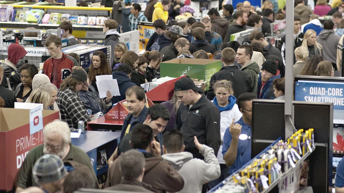 Views of Early Black Friday Shopping at a Best Buy Store