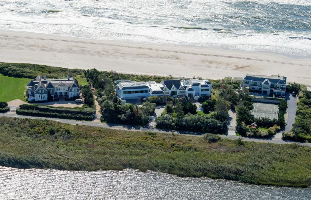 The famous Dune Road in Bridgehampton, New York.