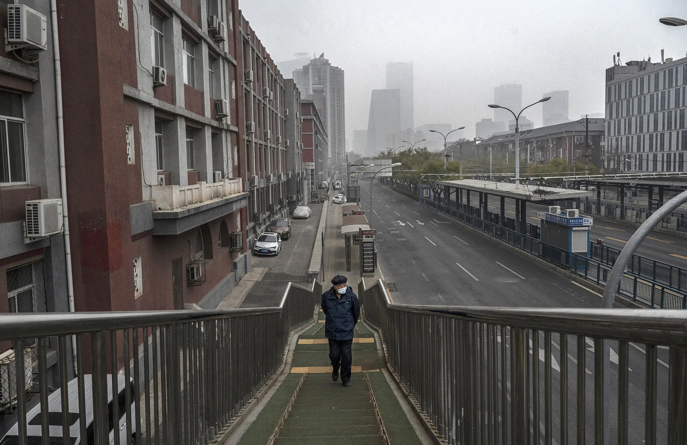 A nearly empty street near the Central Business District in Beijing on Nov. 24.
