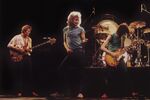Led Zeppelin (John Paul Jones, Robert Plant and Jimmy Page) performing live in 1980