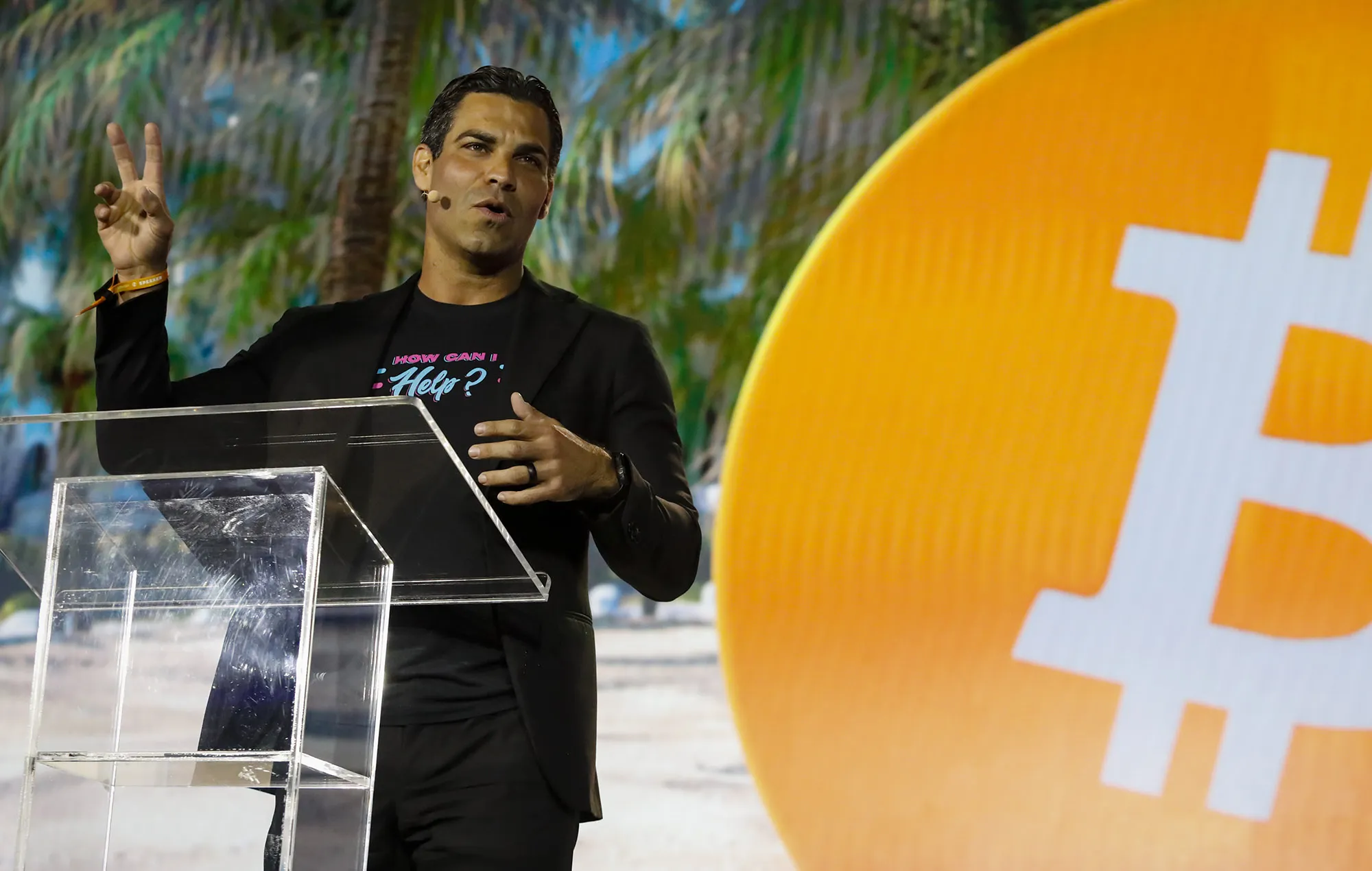 Francis Suarez speaks during the Bitcoin 2021 conference in Miami, Florida.