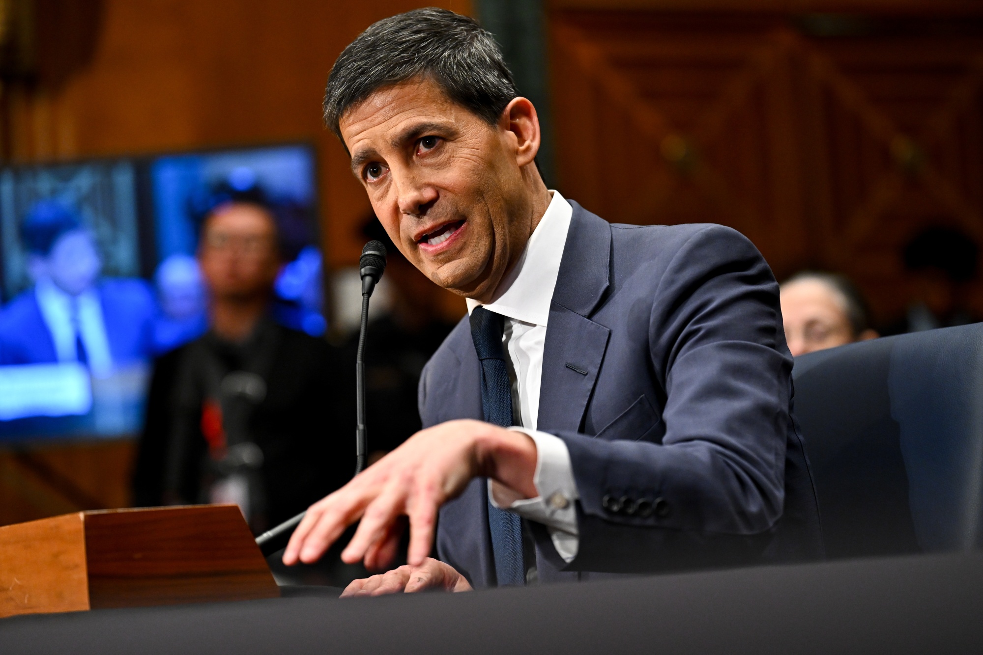 Kevin Warsh, chairman of the US Federal Reserve nominee for US President Donald Trump, during a Senate Banking, Housing, and Urban Affairs Committee confirmation hearing in Washington, DC, US, on Tuesday, April 21, 2026. Warsh's testimony highlights the fine line he must walk during the hearing between President Donald Trump's demands for lower rates and reassuring investors that he will defend the Fed's autonomy in rate-setting. Photographer: Bloomberg/Bloomberg
