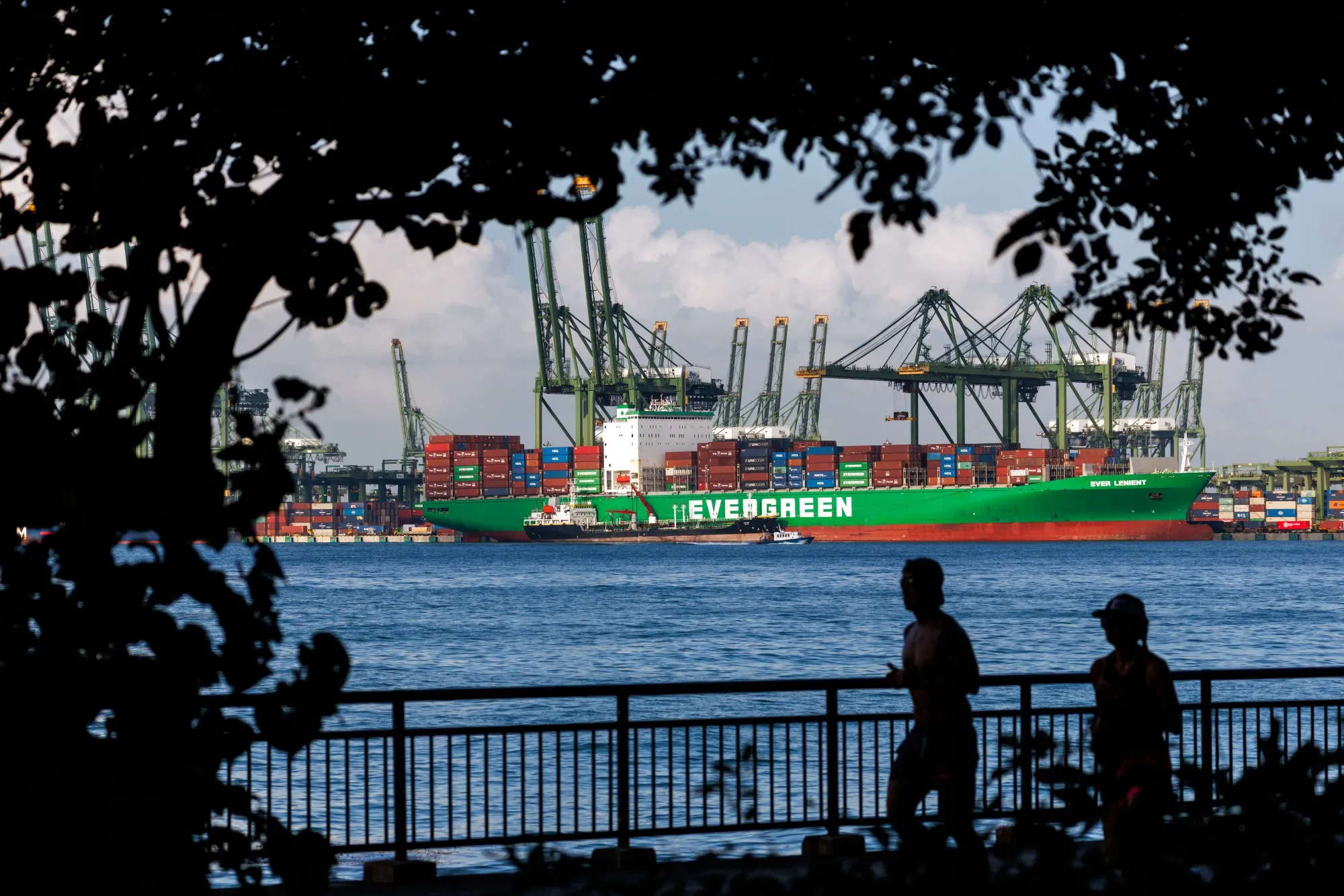 An Evergreen Marine Corp. container ship at the PSA International Pte Ltd. Pasir Panjang Terminal in Singapore.