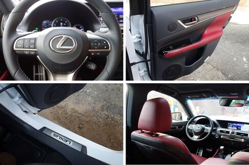 The GS 350 has a steering wheel trimmed in perforated leather, aluminum pedals and racing inspired instrumentation.