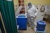 A health worker ahead of the mass inoculation in New Delhi on Jan. 13.