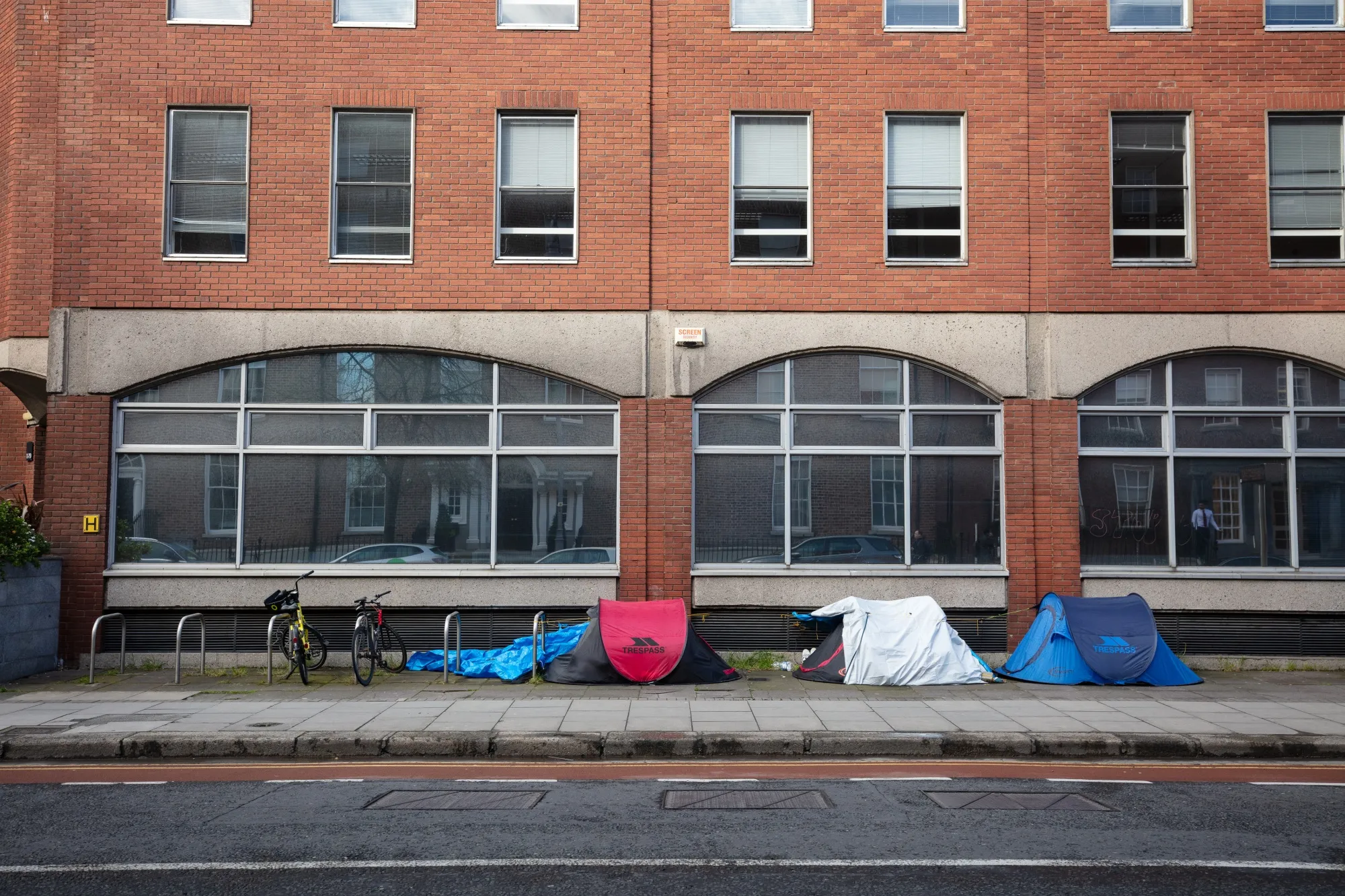 Tents belonging to asylum seekers outside the International Protection Office in Dublin, Ireland, on&nbsp;March 28.