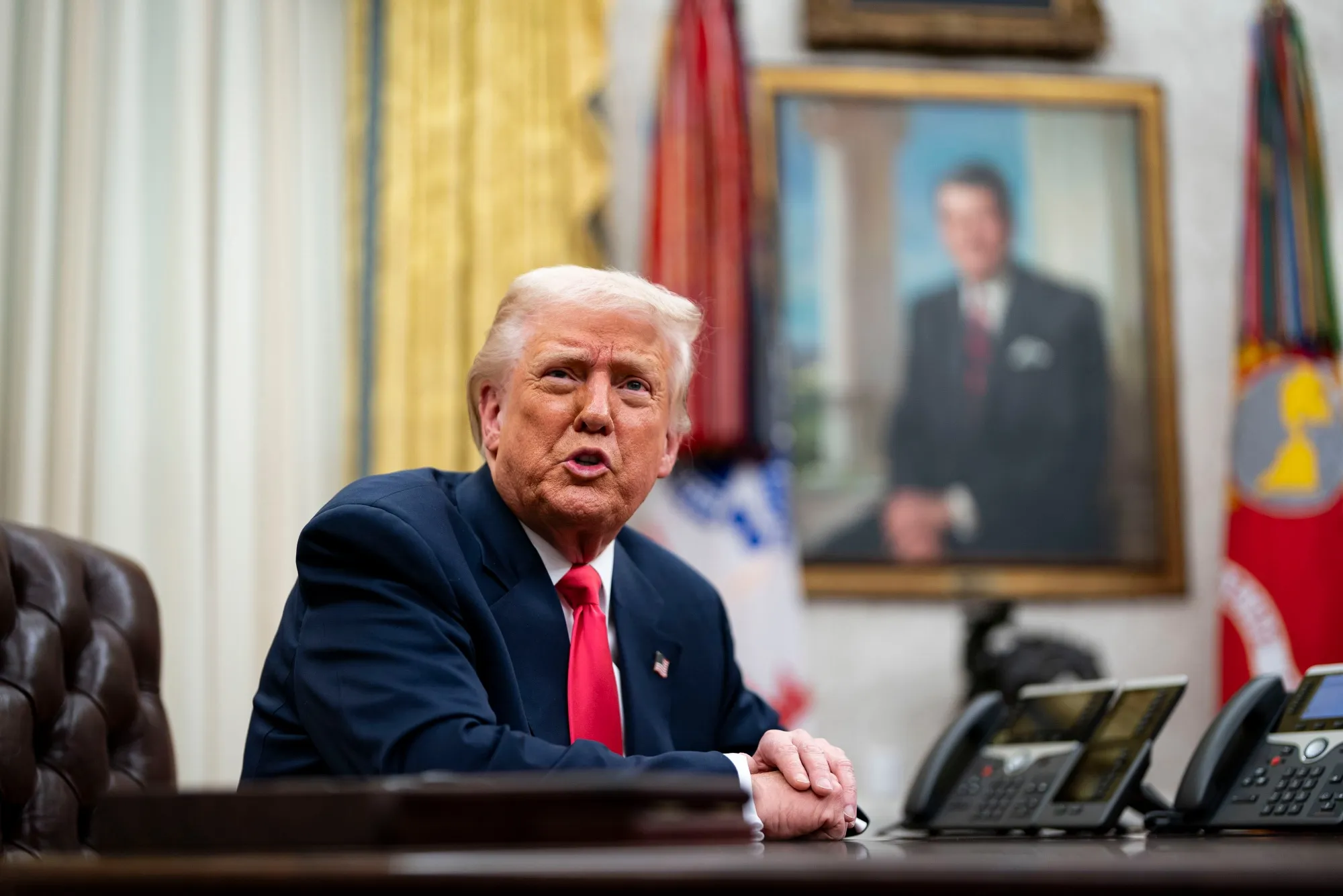 US President Donald Trump speaks during an executive order signing ceremony in the Oval Office on March 6