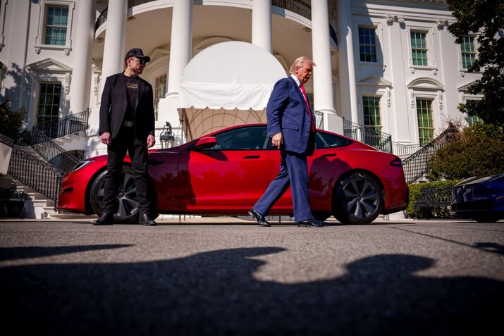 President Trump Speaks Alongside Tesla Vehicles At The White House