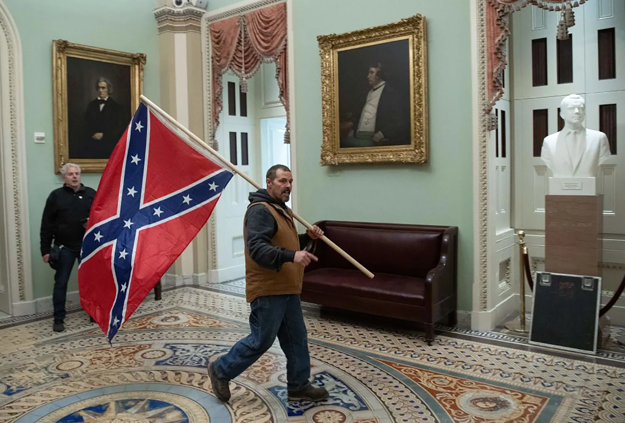 Trump supporters protest in the U.S. Capitol Rotunda.