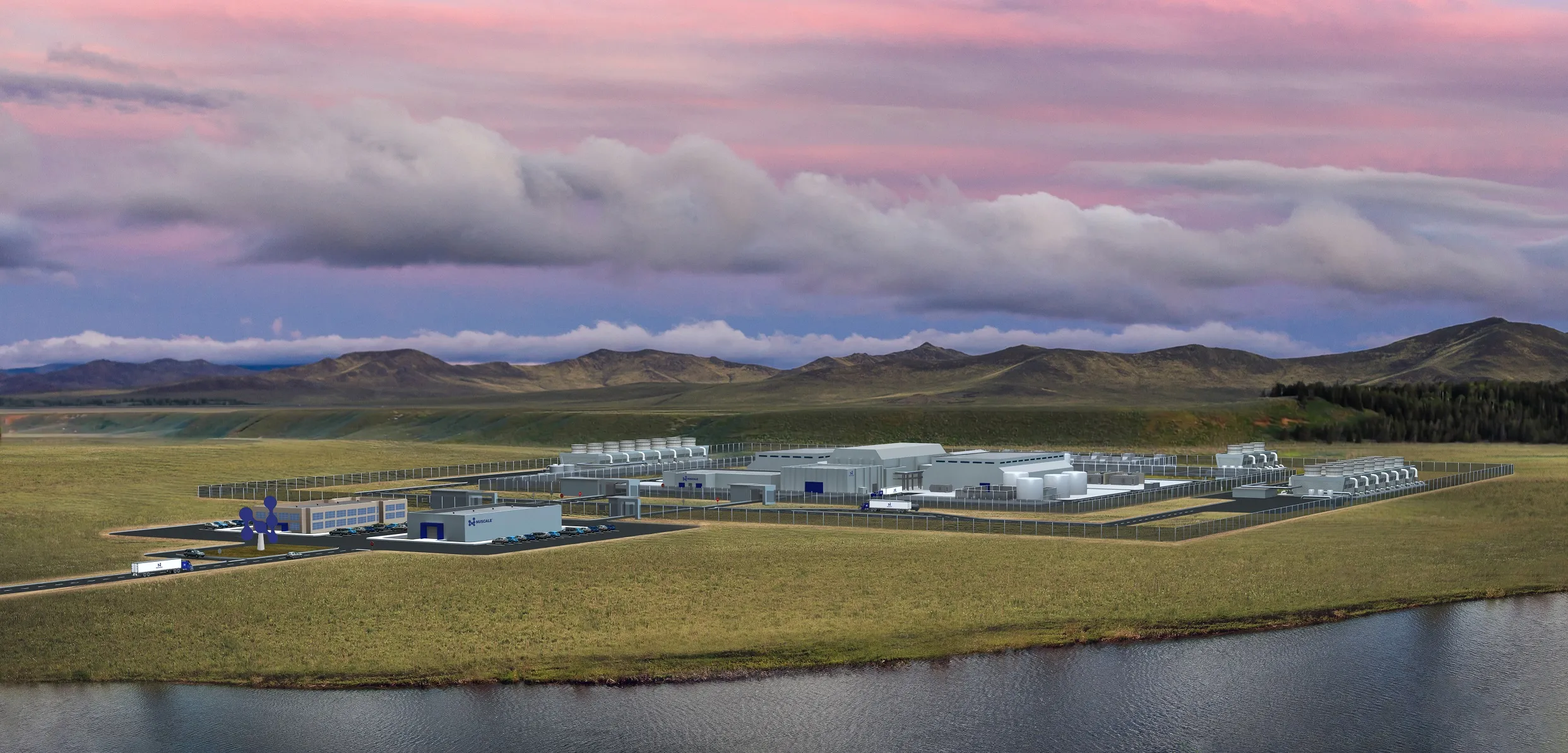Rendering of a 12 module NuScale Power plant.