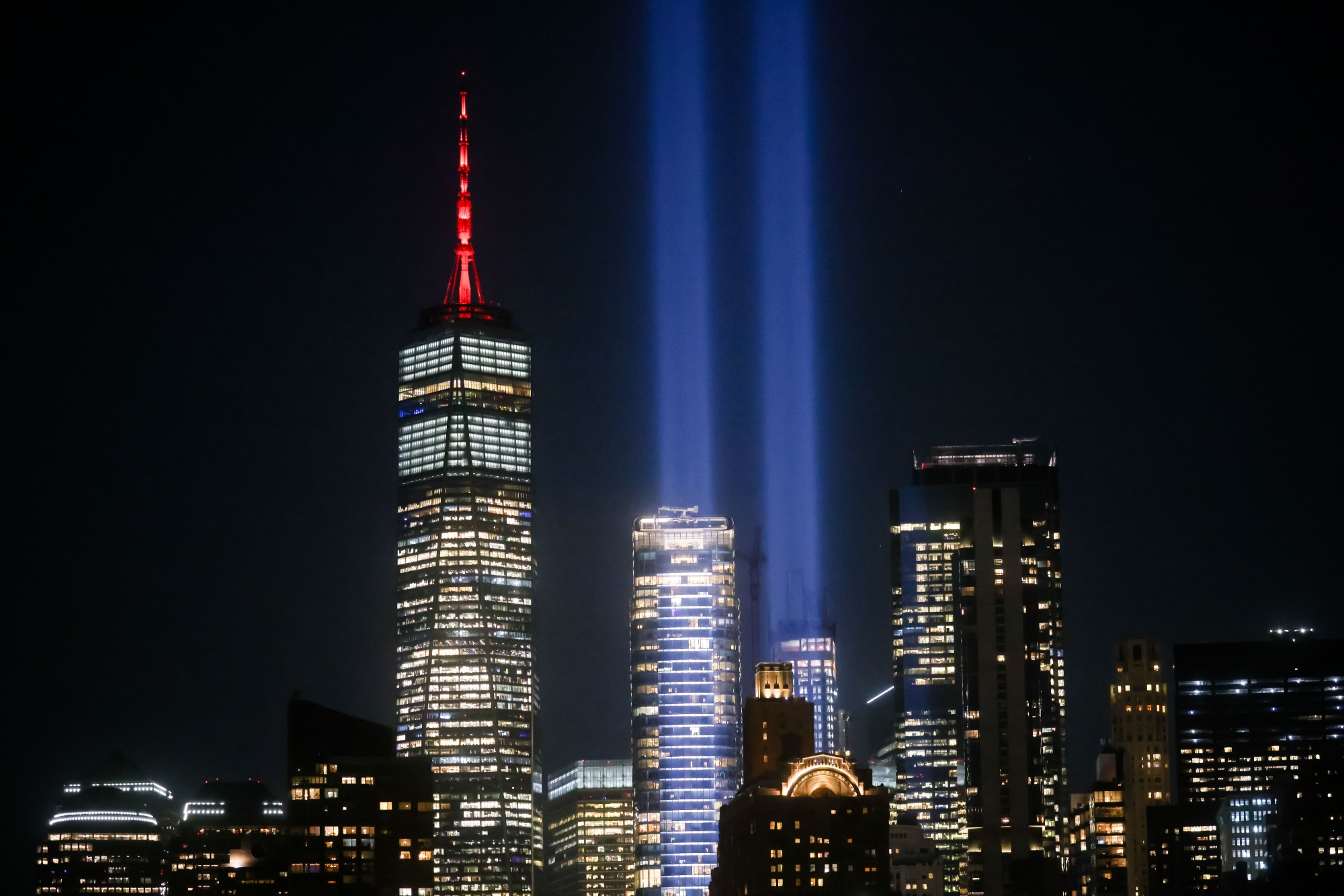 The Tribute in Light to mark the 25th anniversary of 9/11.