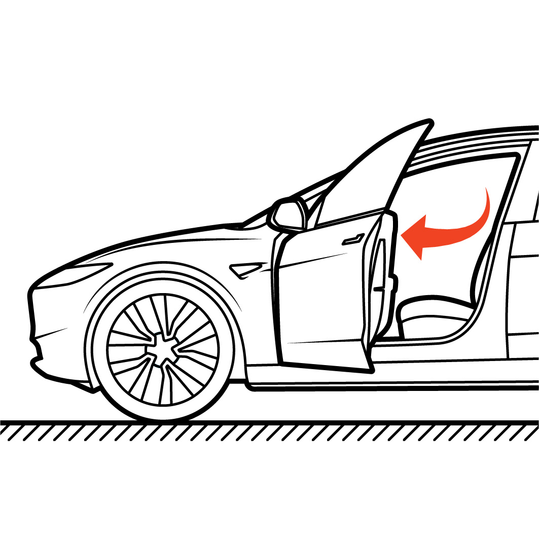 Exterior view of the front door swinging open