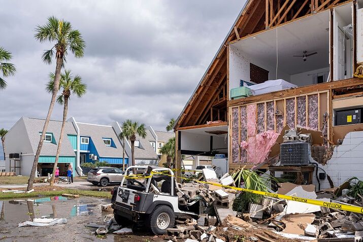 A home is partially destroyed after Hurricane Isaias came