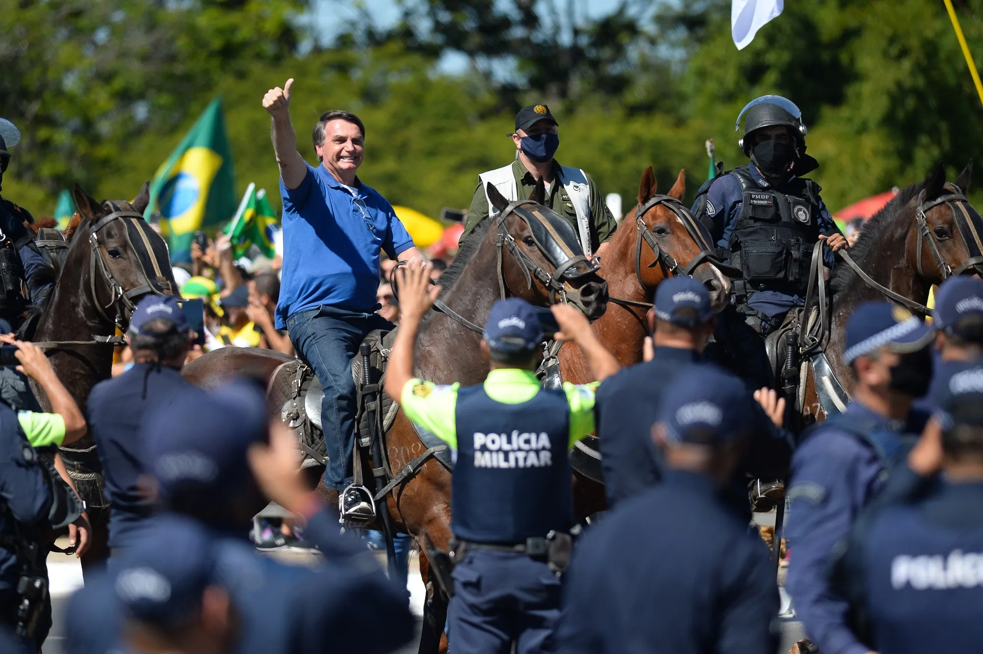 Jair Bolsonaro during a demonstration in front of Planalto Palace in Brasilia on May 31.