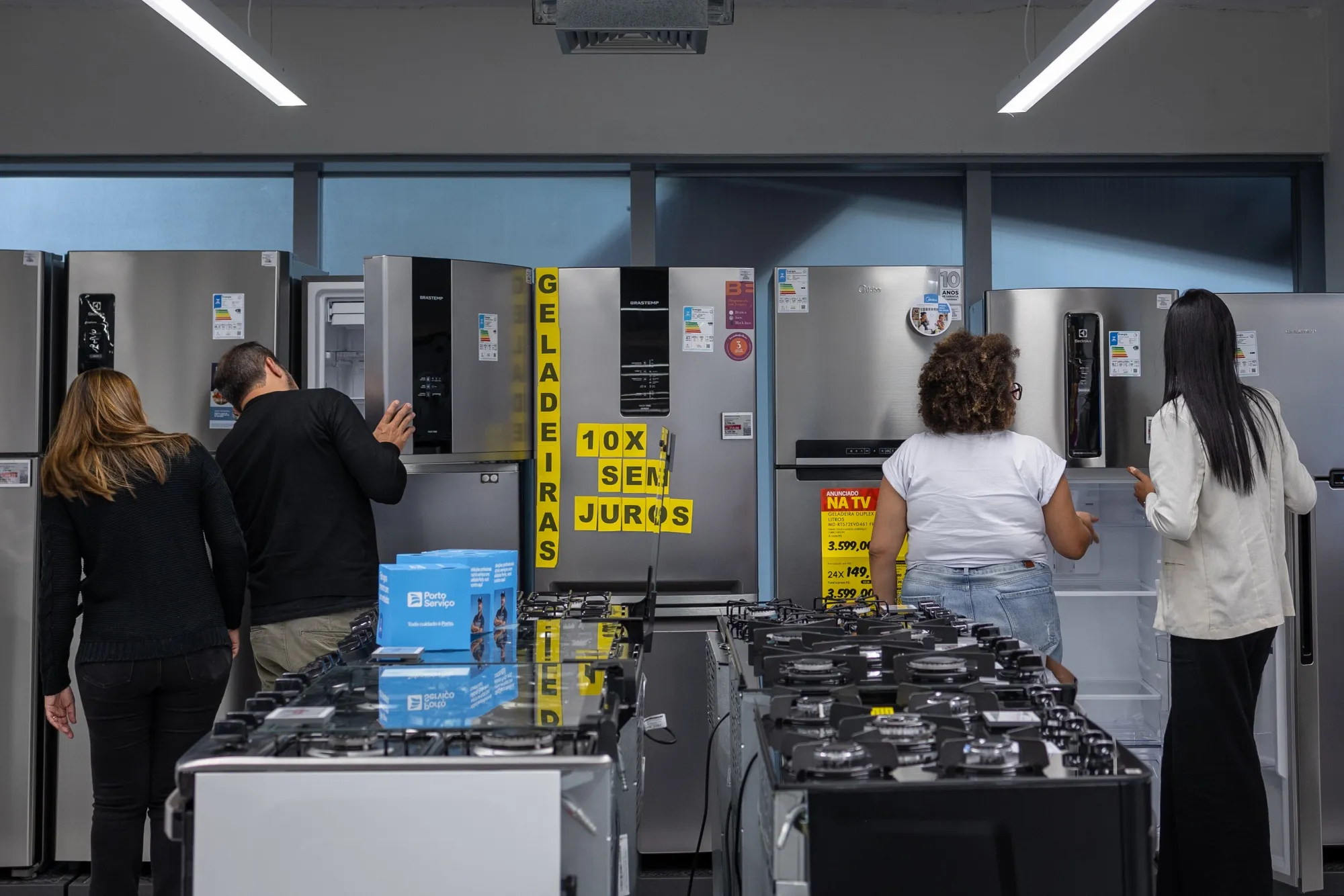 Home appliances at the Casas Bahia megastore in Sao Paulo, Brazil.