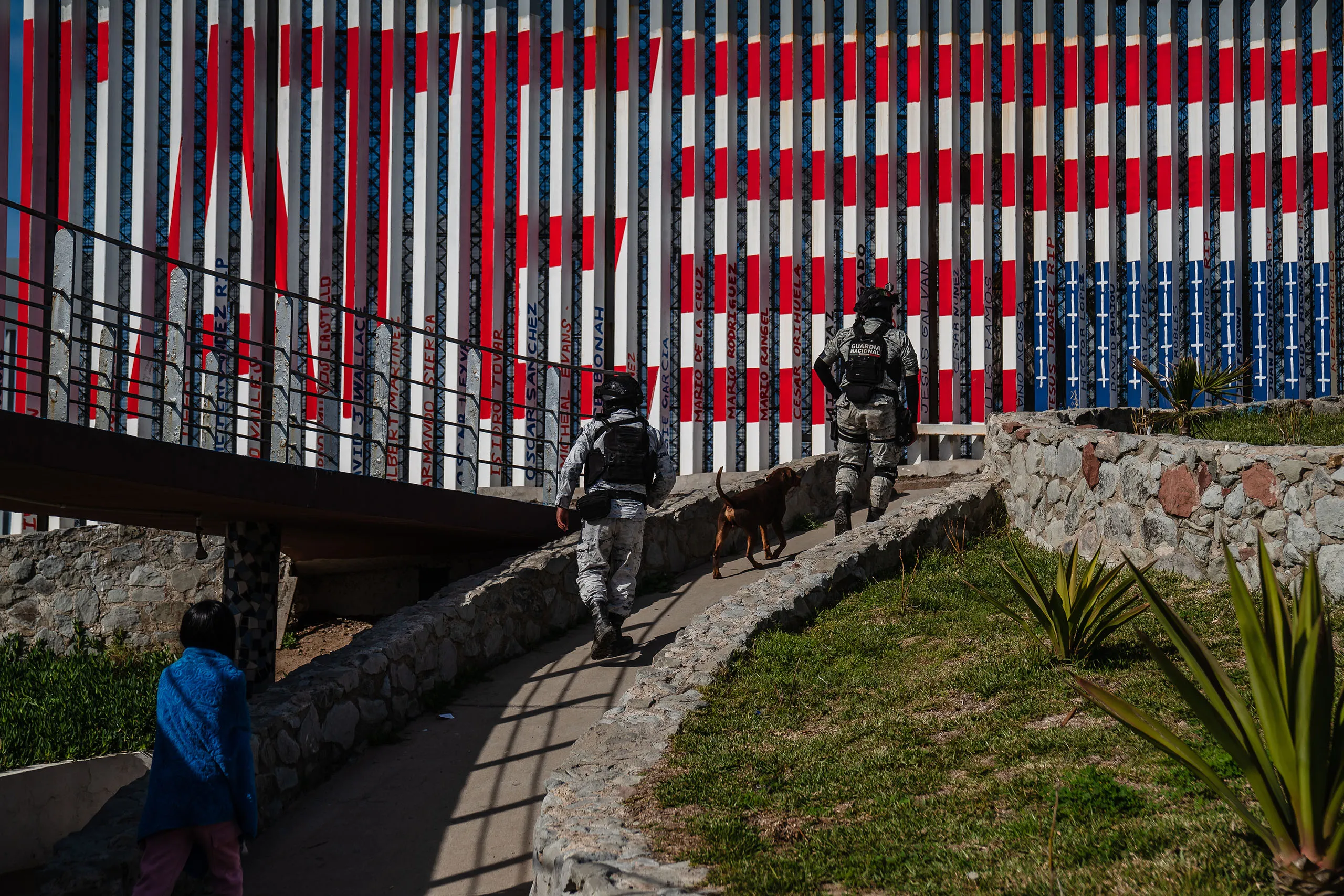 Members of the Mexican National Guard patrol Friendship Park in Playas de Tijuana, Mexico, on March 16, 2025.