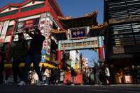 Shoppers in Yokohama Chinatown as Japan's Retail Sales Figures Announced