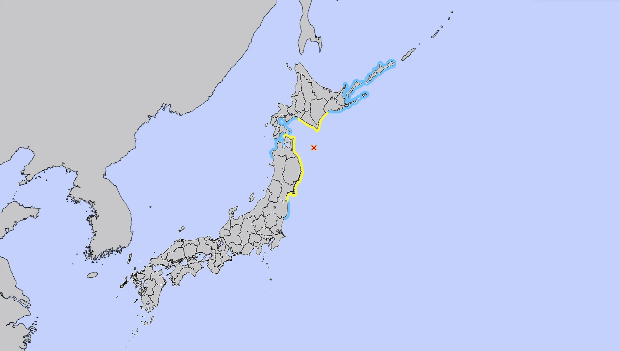 A map showing the epicenter of a 6.7-magnitude earthquake off the coast of Japan on Dec. 12.