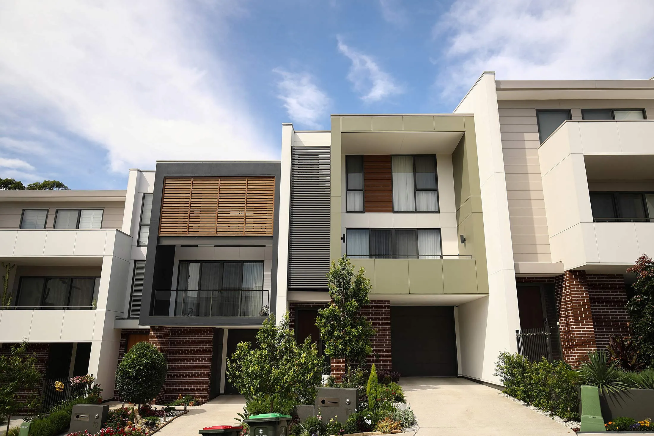 Newly constructed houses stand in the suburb of Putney Hill in Sydney, Australia.
