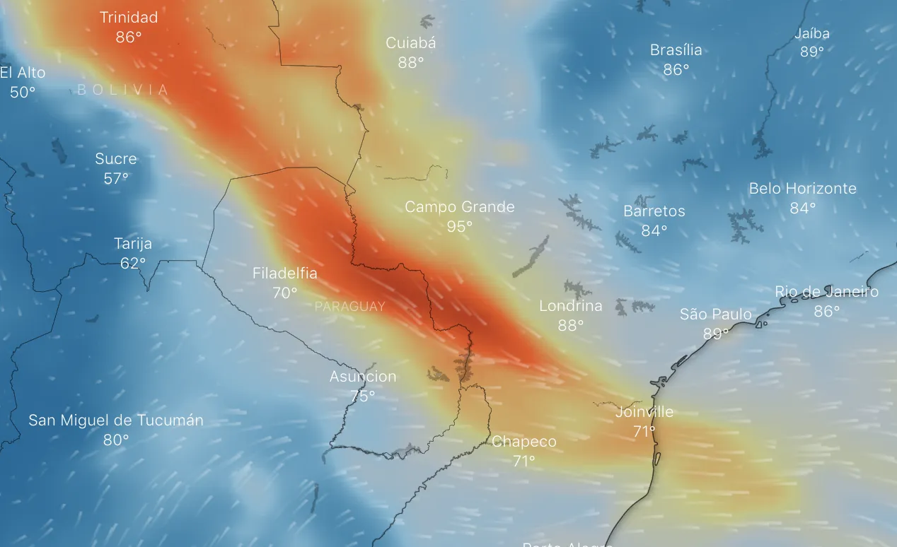 Cloud of smoke moves through South America