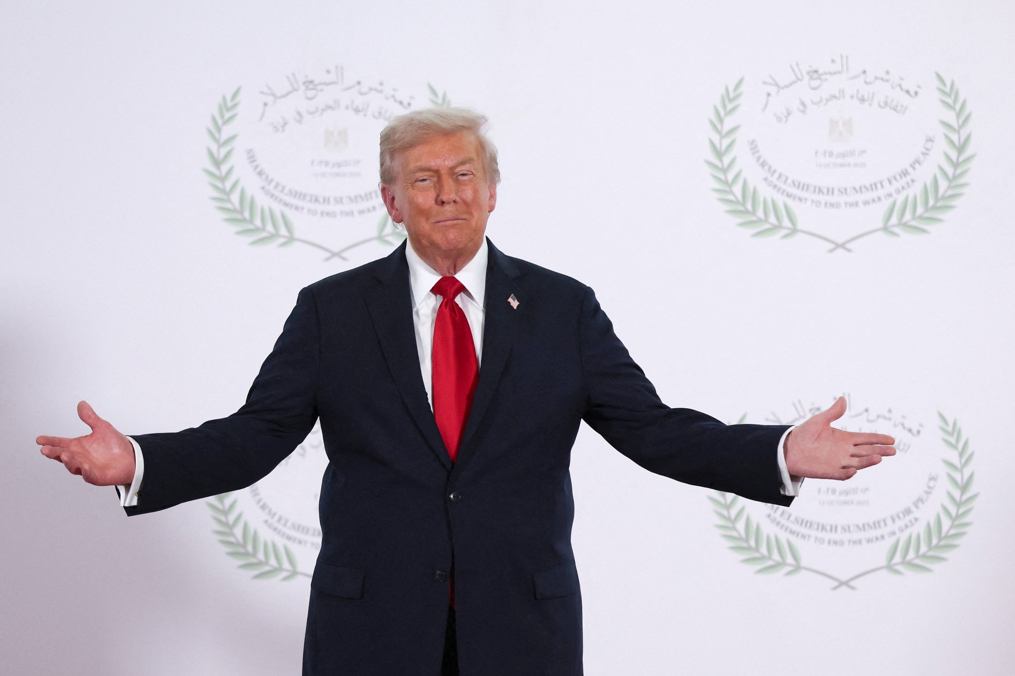 US President Donald Trump during a world leaders&#39; summit in Sharm El-Sheikh, Egypt, on Oct. 13. Photographer: Suzanne Plunkett&#x2F;Getty Images