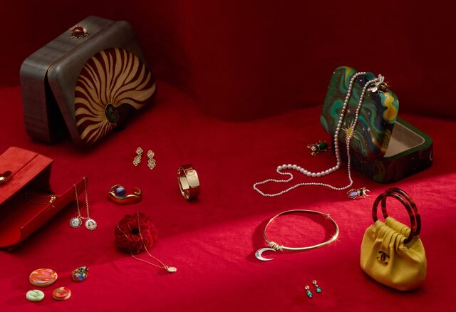 Still life of jewelry gift options