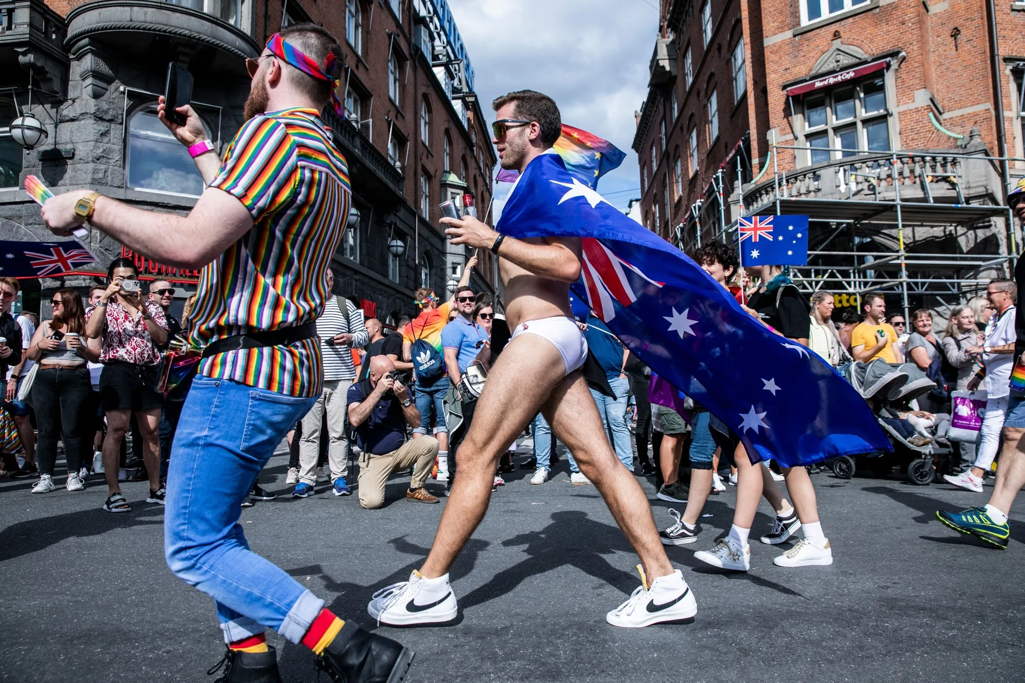 Participants at a WorldPride parade march in Copenhagen.