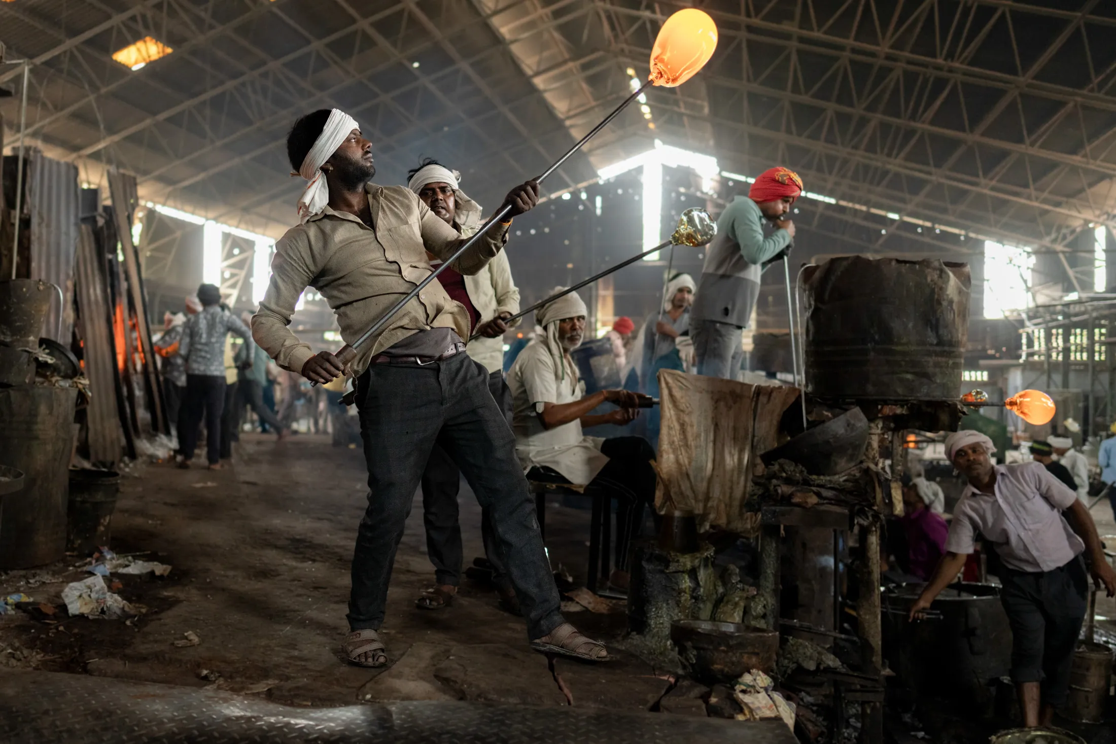 Traditional glassblowing techniques are used at the Shri Sitaram Glass Works&nbsp;in Firozabad, India in March.&nbsp;