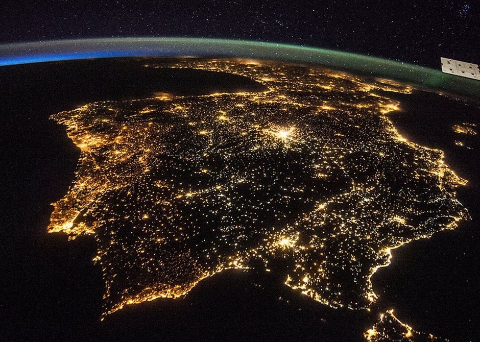 Madrid on the Iberian Peninsula, as seen from the International Space Station.