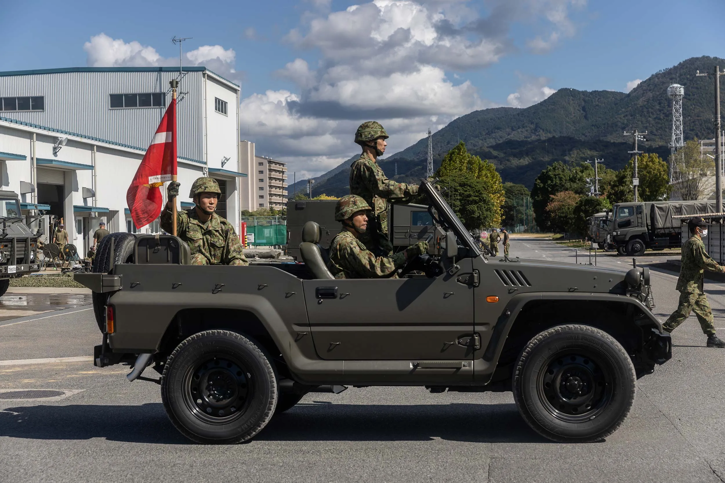 Soldiers at a Self-Defense Forces camp in Hiroshima prefecture.&nbsp;