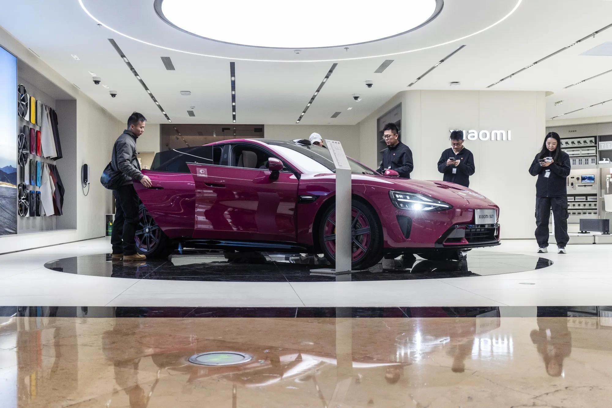 A Xiaomi Corp. SU7 at a store in Shanghai.