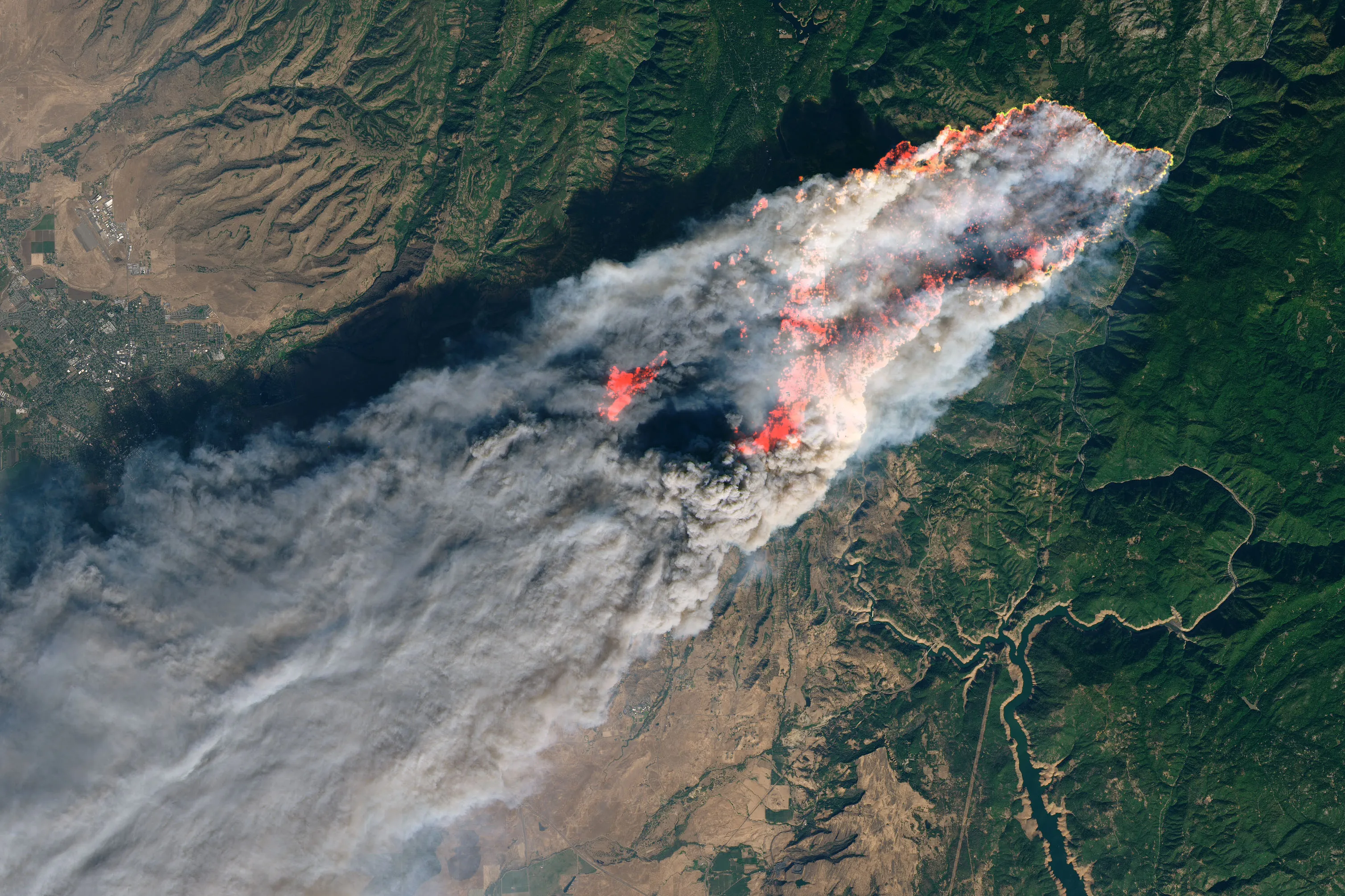 An image of the Camp Fire in California captured by Landsat 8 satellite on Nov. 8, 2018.