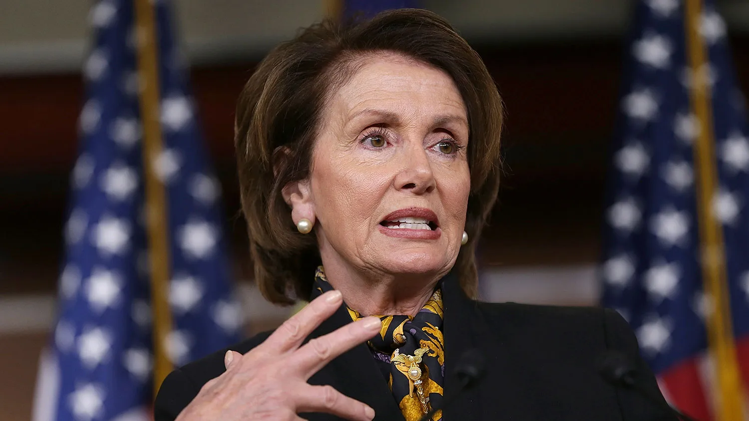 House Minority Leader Nancy Pelosi (D-CA) answers questions during her weekly press conference at the U.S. Capitol on March 19, 2015 in Washington, DC.
