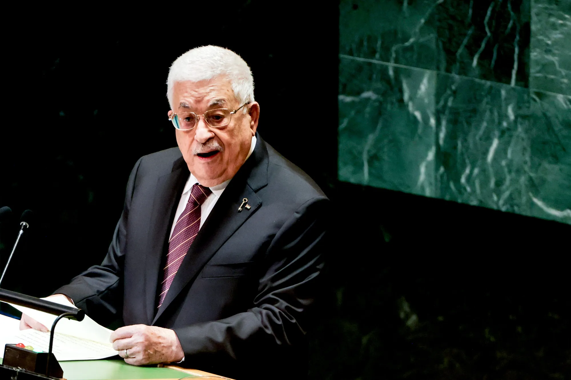 Mahmoud Abbas, Palestinian Authority president, speaks during the United Nations General Assembly in New York in 2024.