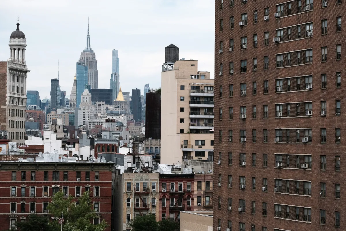 Residential apartment buildings in New York City.
