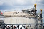 A liquefied natural gas (LNG) storage tank at Shell's Queensland Curtis LNG plant on Curtis Island, Australia