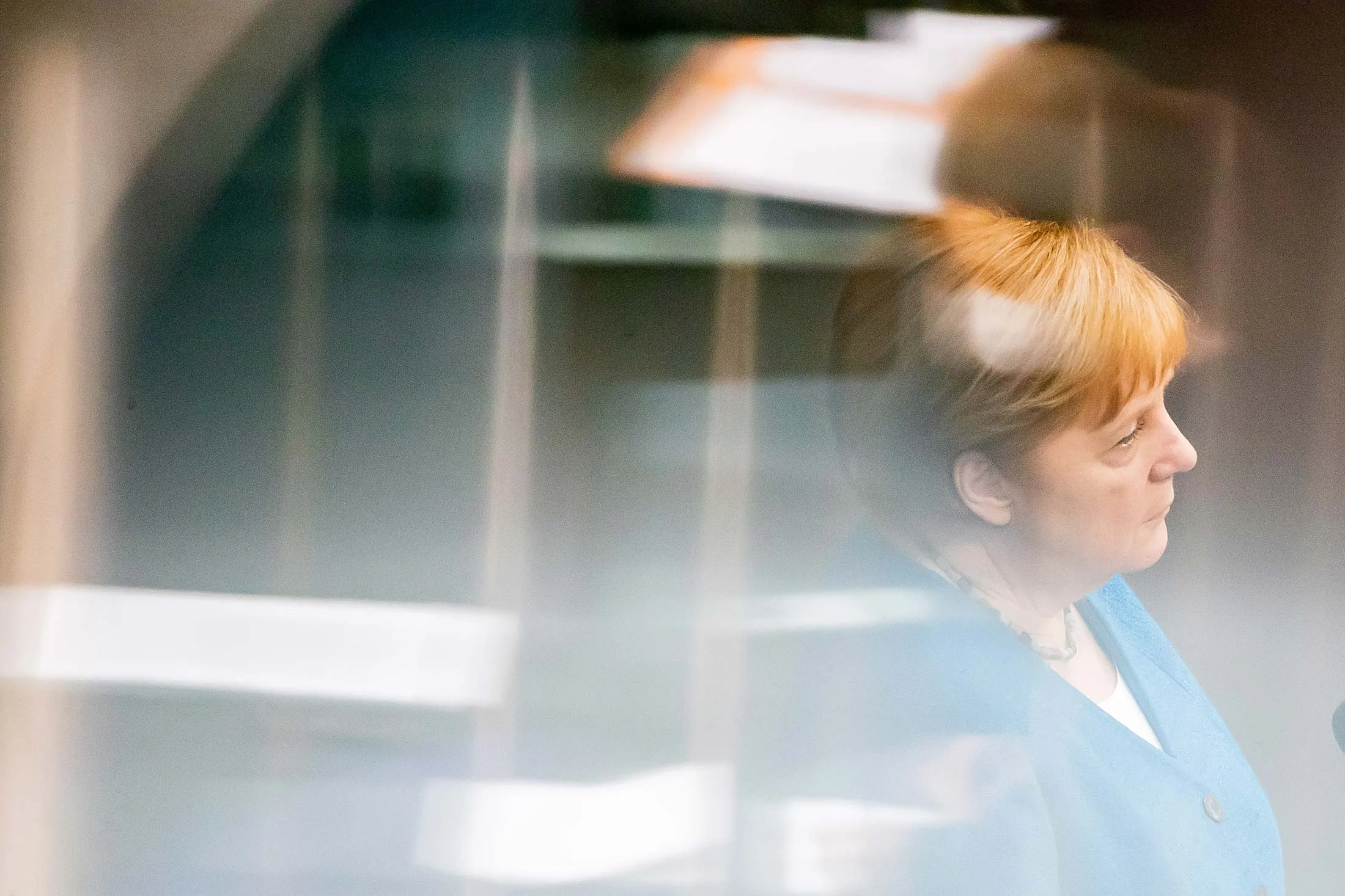 Merkel at&nbsp;a&nbsp;plenary session of&nbsp;the German Bundestag in June