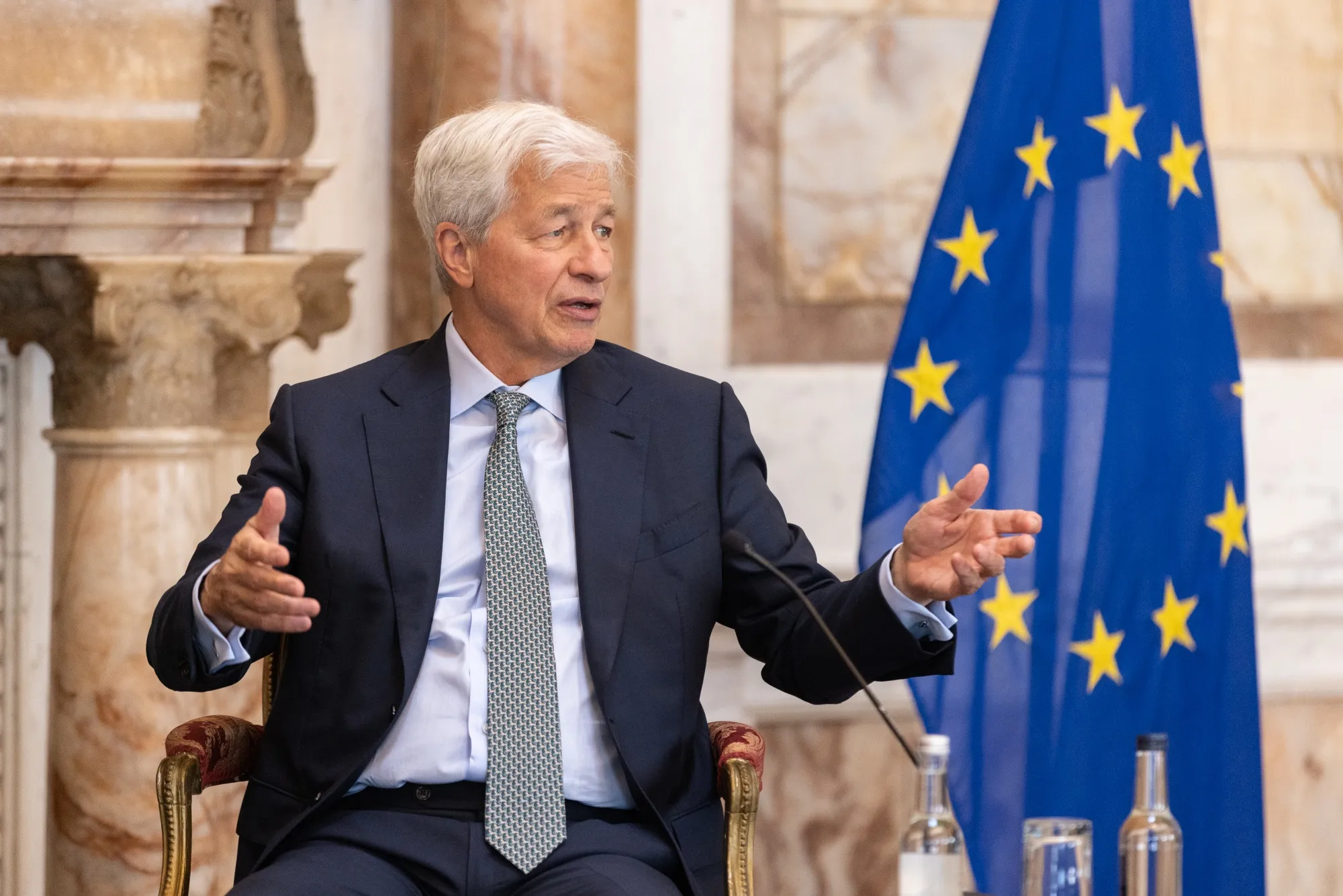 CEO of JPMorgan Chase Jamie Dimon speaks during an event in Dublin on&nbsp;July 10.