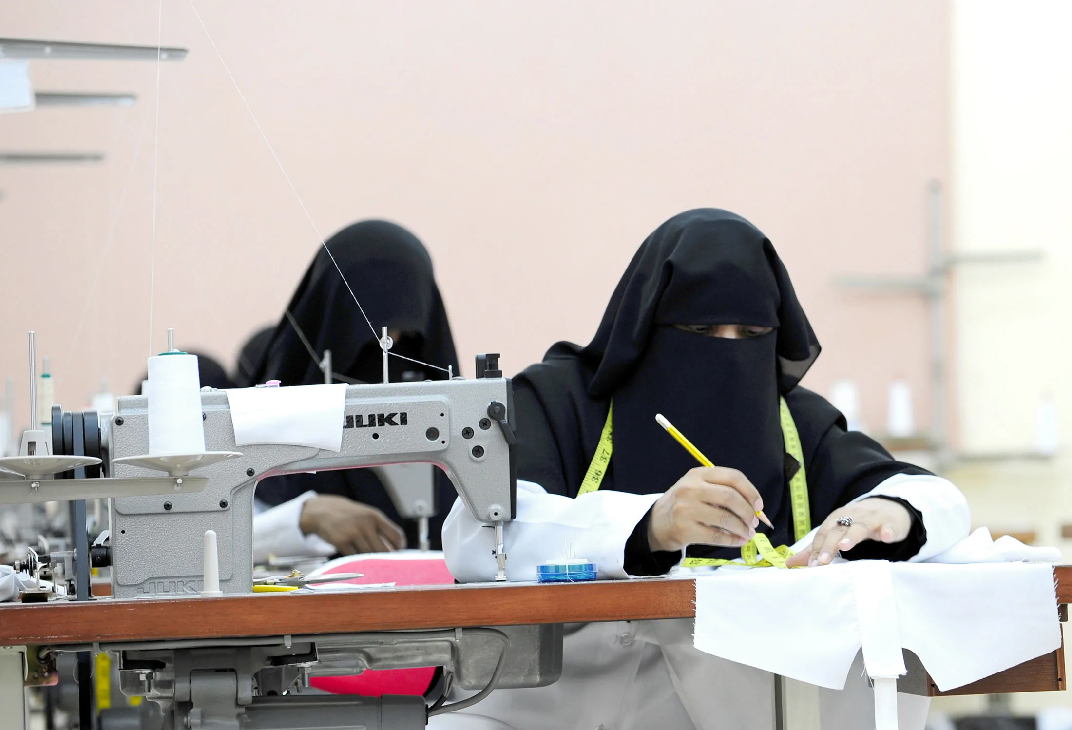 Saudi seamstresses work at a factory in the Red Sea city of Jeddah. 
