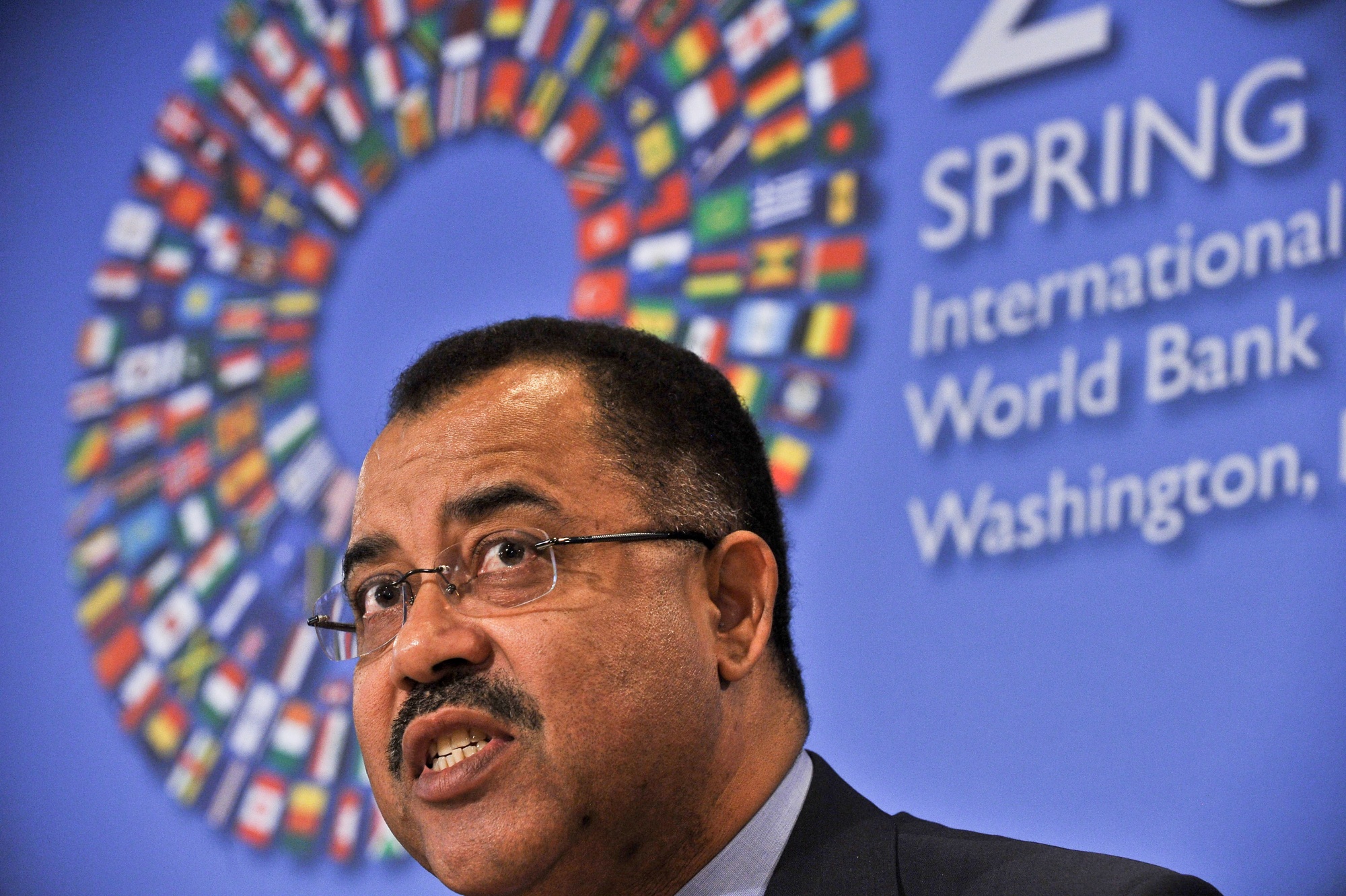 Mozambique's Finance Minister Manuel Chang speaks at a press conference of African ministers at the IMF/World Bank Annual Spring Meetings in Washington on April 21, 2012. AFP PHOTO/Nicholas KAMM (Photo credit should read NICHOLAS KAMM/AFP via Getty Images)