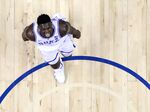 Zion Williamson #1 of the Duke Blue Devils reacts after after a play on the way to defeating the Florida State Seminoles 73-63 in the championship game of the 2019 Men's ACC Basketball Tournament at Spectrum Center on March 16, 2019&nbsp;