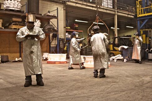 Foundry operators at Precision Castparts in Portland, Oregon in 2011.