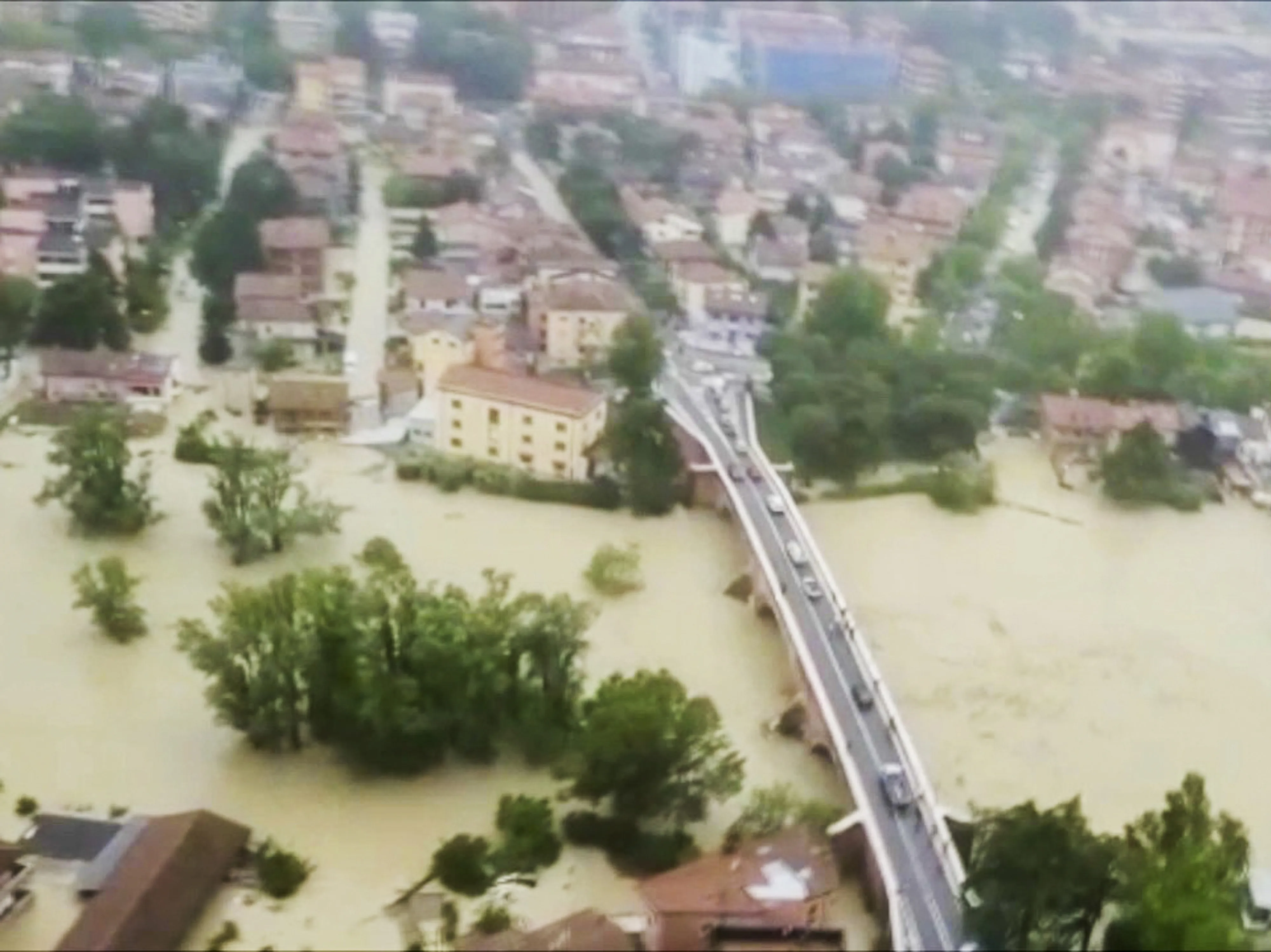 Flooded houses in Cesena, Emilia Romagna region on May 16.