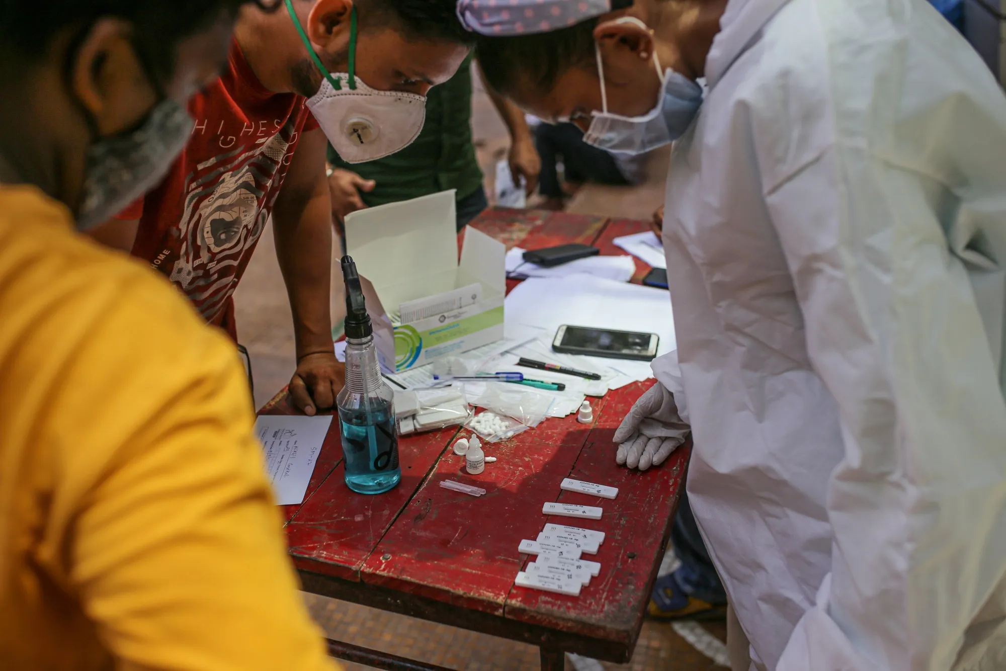 A Covid-19 test site set-up outside the Star Mall in Mumbai.